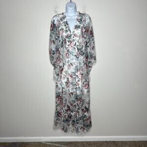 Akira Dress Womens Medium Floral Flowy Cottagecore Cut Out Chiffon Bohomian Boho